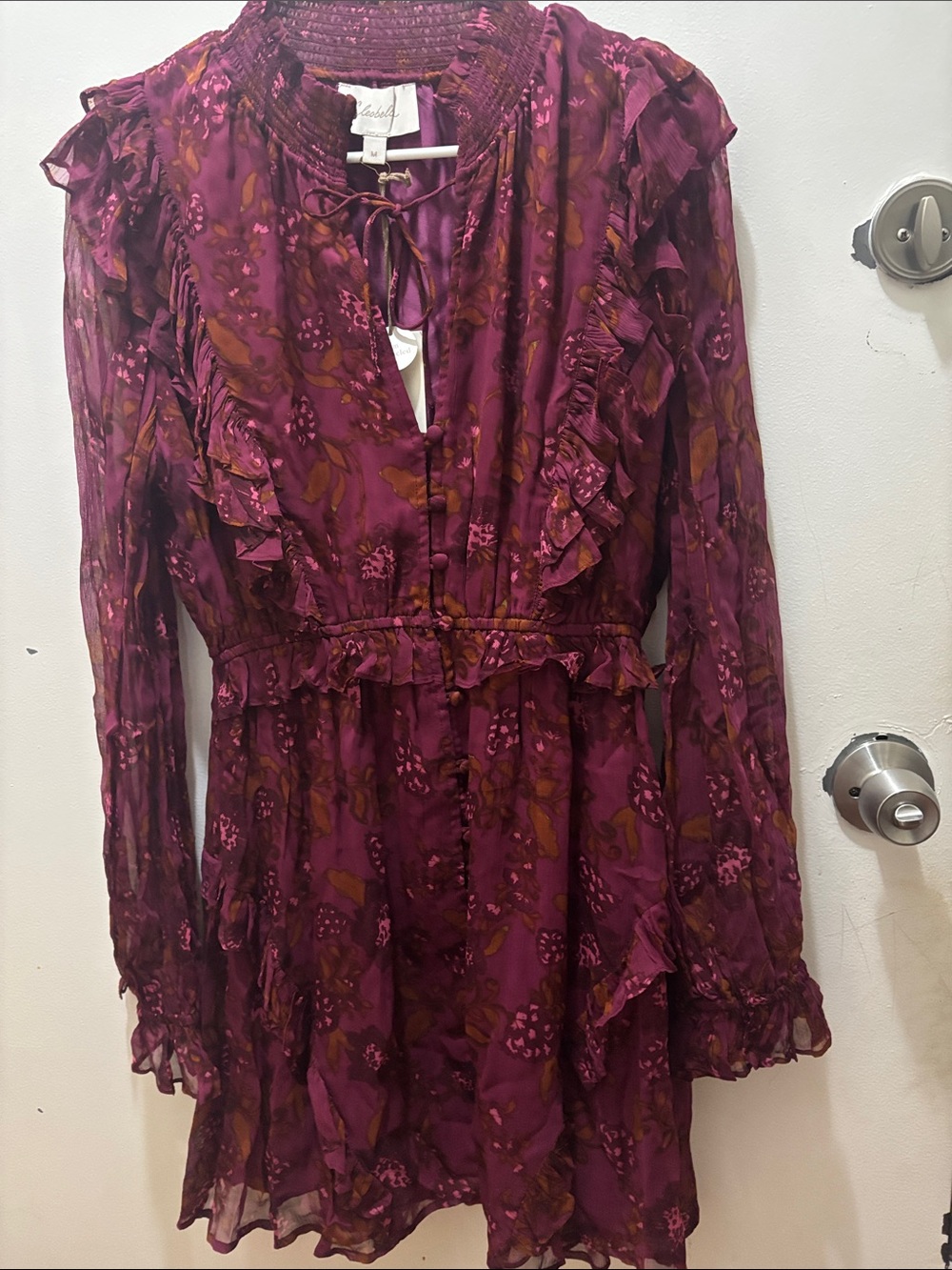 Cleobella Women's Plum Floral Ruffle Long-Sleeve Dress